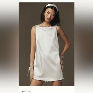 BHLDN Bow Square-Neck Mini Shift Dress